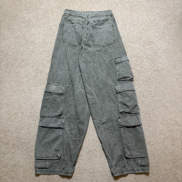 Adidas Cargo Pants 27x32 Gray Green Wide Leg Baggy Utility Paratrooper - Picture 3 of 16